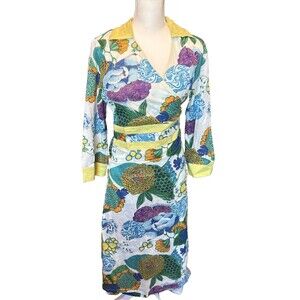 NWT Karma Living Roselli Kimono Large Floral Wrap Dress Asian Boho Cotton